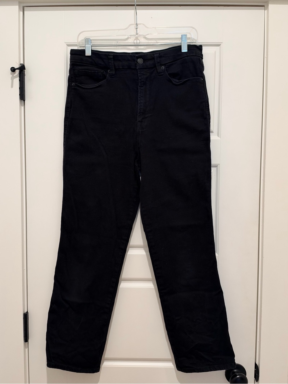 Good American Good Curve Black Straight-Leg Jeans 30/10